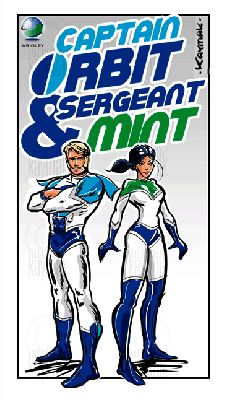 Werbung Comicstrip Wrigleys Captain Orbit Sergeant Mint
Keywords: Atelier Kaymak; Nuesret Kaymak; illustration ; illustrator; sketch artist; concept graphic; animator; digital artist; digital painting; commercial art; editorial art; narrative art; figureheads; mascots; storyboard; rough board; sequential art; line art;