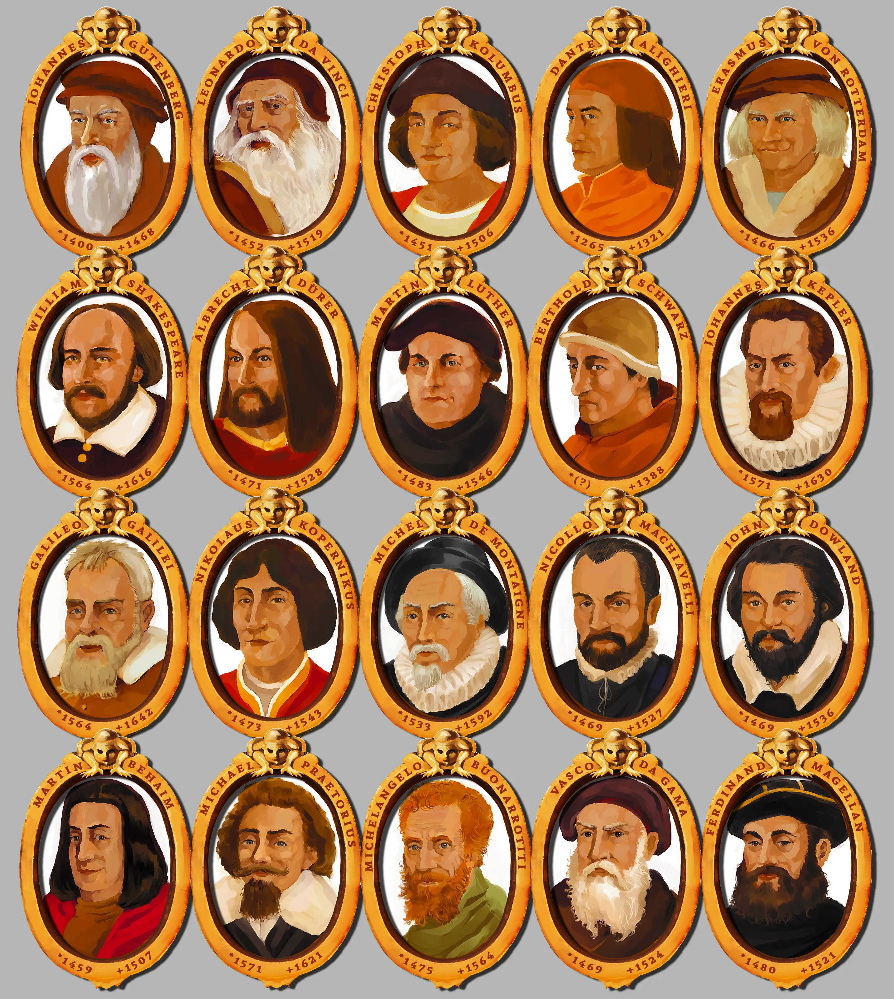 Historical themed game cards and assets